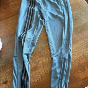 adidas Men's Sky Blue Track Joggers with Black Stripes